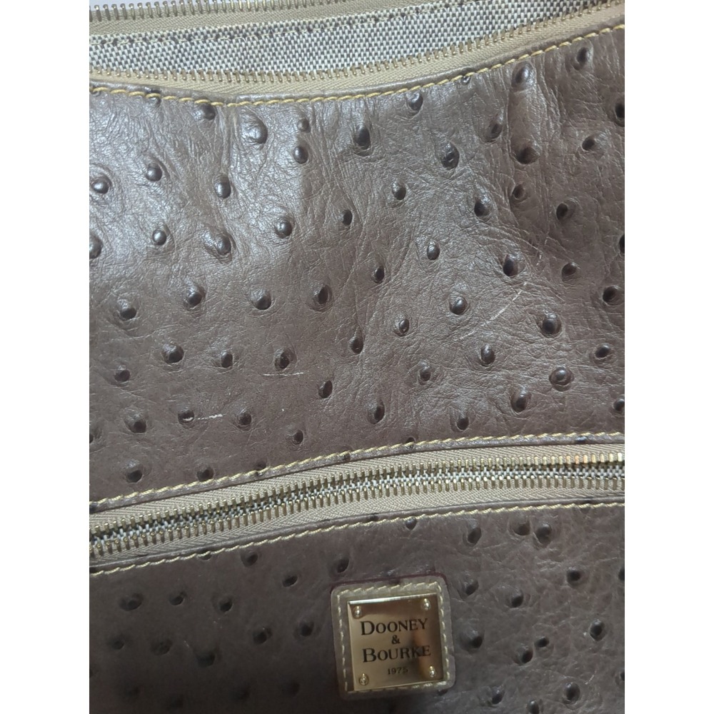 Dooney & Bourke Ostrich Florentine City Barlow Brown Leather Handbag Purse - Picture 3 of 15